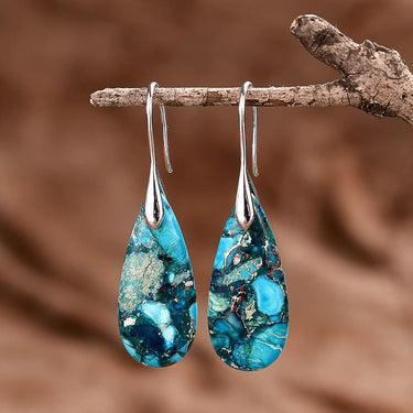 Spring Rain Regalite Stone Teardrop Earrings-Your Soul Place